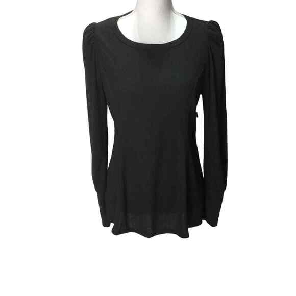 Status By Cheanult Women’s Black Puff Shoulder Long Sleeve Top Size M NWOT - Picture 5 of 16